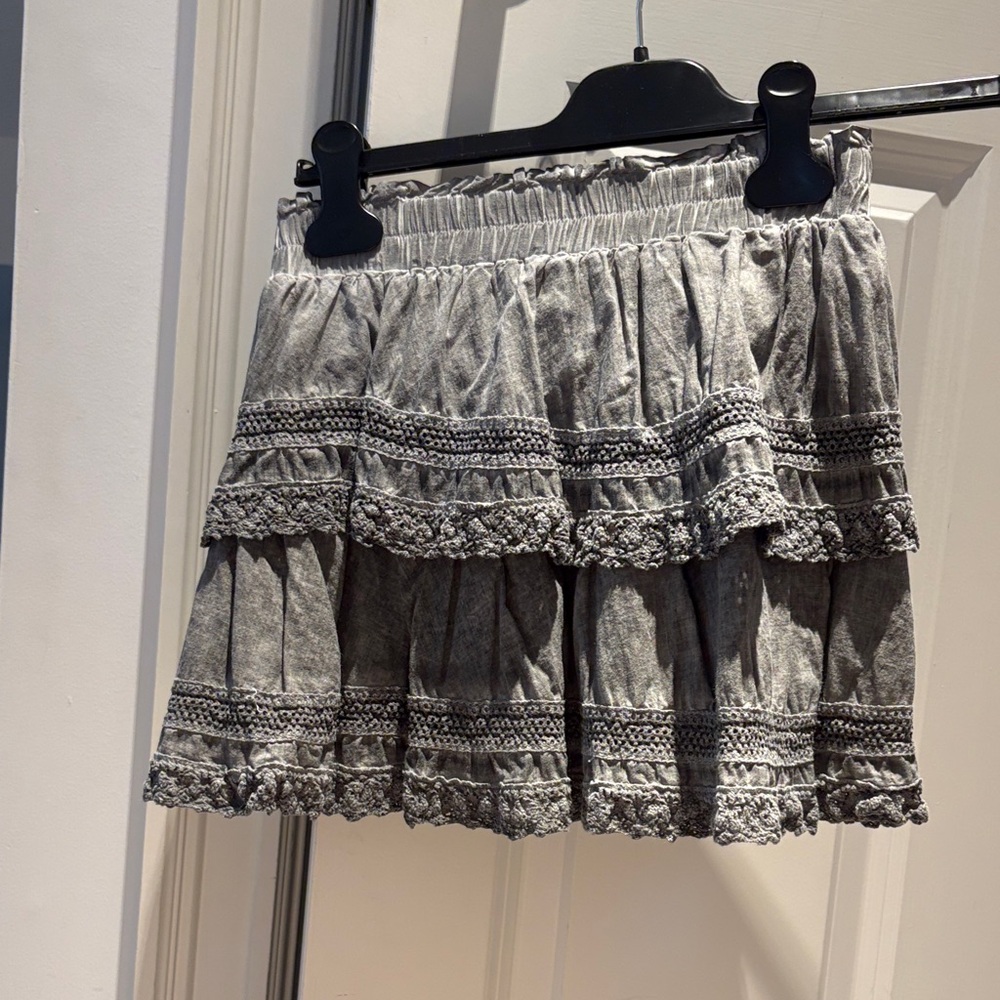 Katie J NYC grey washed tiered mini skirt